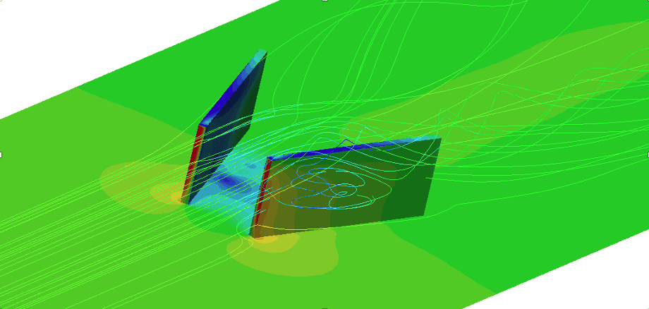 CFD simulation of a vortex generator. CREDIT: cener.com
