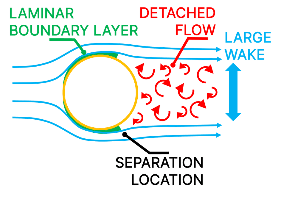 Illustration of a laminar boundary layer around a smooth sphere
