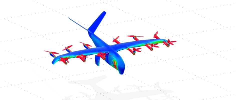 Airflow simulation around an electric vertical takeoff aircraft
