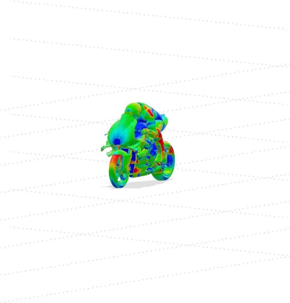 Aerodynamic simulation around a MotoGP motorcycle