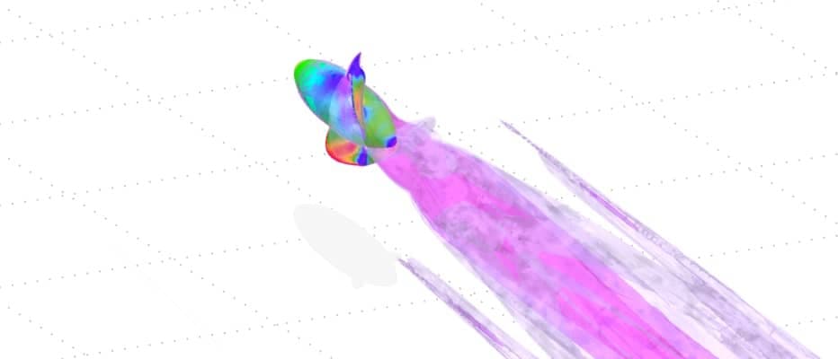 Water flow simulation behind a propeller